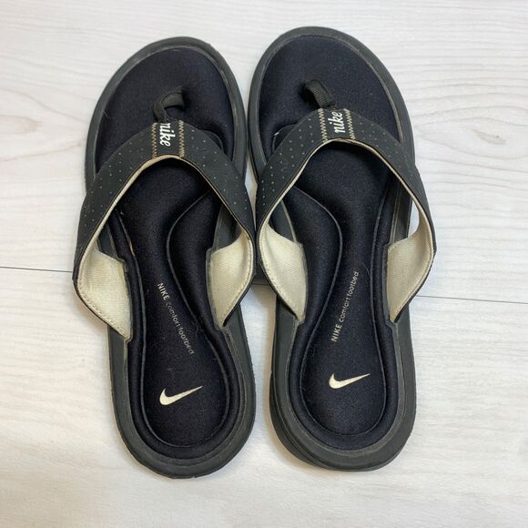 Nike Comfort Footbed Flip Flops Black White Thong Sandals 354925-011 Size 9 - Picture 7 of 8